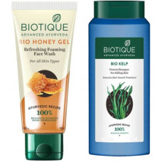 Deals, Discounts & Offers on  - BIOTIQUE EverGreen Skin Care Pack - Bio Honey Gel Face Wash100ml, Bio Shampoo Kelp Falling Hair Shampoo 180MLworth Rs. 1208
