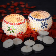 Deals, Discounts & Offers on  - Flipkart SmartBuy Handmade Mosaic Glass Tealight Holder Set(Multicolor, Pack of 2)