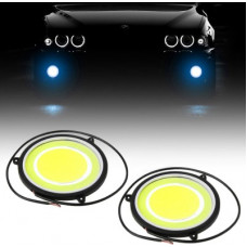 Deals, Discounts & Offers on  - CARZEX Car DRL Daytime Running Light with Turn Indicator Signal Flexible Round Shape White LED Lights Driving lamp COB Lights car-Styling 2pcs 12V DC For All Cars Car Fancy Lights(White, Blue)