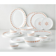 Deals, Discounts & Offers on  - Larah by Borosil Pack of 21 Opalware Moon - Gardenia Dinner Set(Microwave Safe)