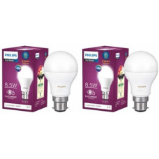 Deals, Discounts & Offers on  - Philips 8.5 W Round B22 LED Bulb(White, Pack of 2)