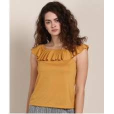 Deals, Discounts & Offers on Laptops - [Size XS, XXL] PROVOGUECasual Cap Sleeve Self Design Women Yellow Top
