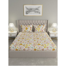 Deals, Discounts & Offers on  - Raymond Home 104 TC Cotton Double Floral Bedsheet(Pack of 1, Yellow)
