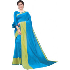 Deals, Discounts & Offers on  - Gadewar And Sons Solid Fashion Cotton Silk Saree(Light Blue)