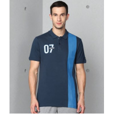 Deals, Discounts & Offers on  - [Size M] METRONAUTPrinted Men Polo Neck Dark Blue T-Shirt