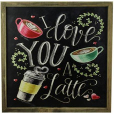 Deals, Discounts & Offers on  - AVMART I Love You A Latte Chalkart Black Wood Frame For Home Charcoal 10 inch x 10 inch Painting