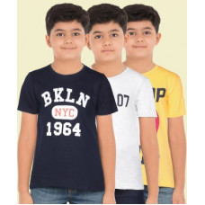 Deals, Discounts & Offers on  - Miss & ChiefBoys Printed, Solid Pure Cotton T Shirt(Multicolor, Pack of 3)