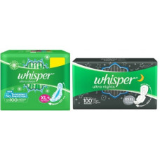 Deals, Discounts & Offers on  - Whisper Ultra Clean 50s plus Nights XXXL+ 10s (Day and Night Pack) Sanitary Pad(Pack of 60)