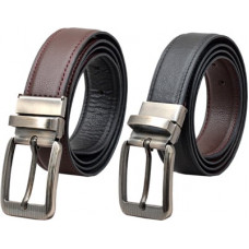 Deals, Discounts & Offers on  - METRONAUTMen Formal Black Texas Leatherite Reversible Belt