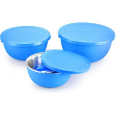 Deals, Discounts & Offers on Kitchen Containers - Ideale Flora - 500 ml, 1250 ml, 750 ml Steel, Plastic Grocery Container(Pack of 3, Blue)