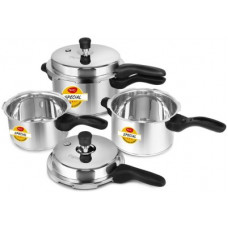 Deals, Discounts & Offers on Cookware - Pigeon Special Combi Pack 2 L, 3 L, 5 L Induction Bottom Pressure Cooker & Pressure Pan(Stainless Steel)