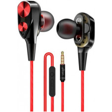 Deals, Discounts & Offers on Headphones - PTron Boom Duo Dual Driver Wired Headset(Red, Black, In the Ear)