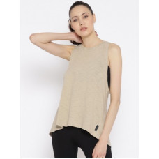 Deals, Discounts & Offers on Laptops - [Size M] REEBOKCasual No Sleeve Solid Women Beige Top
