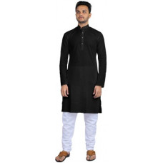 Deals, Discounts & Offers on  - [Size XL] Minimine TrendsMen Solid Cotton Blend Straight Kurta(Black)