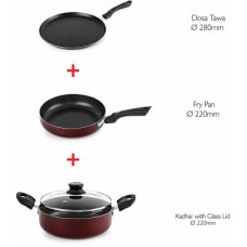 Deals, Discounts & Offers on Cookware - cello Prima Non-Stick Aluminium 3-Piece Induction Bottom Cookware Set(Aluminium, 3 - Piece)