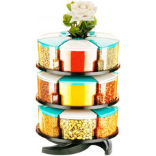 Deals, Discounts & Offers on Kitchen Containers - Cronus 360 Revolving Spice Rack Masala Rack Spice Box Masala Box Masala Container Condiment set of 18 - 300 ml Plastic Grocery Container(Pack of 18, Blue)