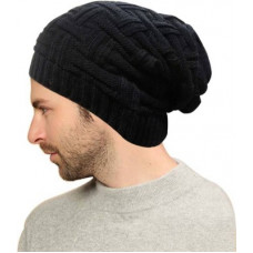 Deals, Discounts & Offers on  - BEZALBlack Slouchy woolen Long Beanie Cap