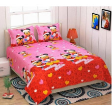 Deals, Discounts & Offers on  - royal aditya 188 TC Polycotton, Satin, Cotton Double Cartoon Bedsheet(Pack of 1, Pink)