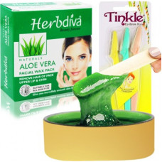 Deals, Discounts & Offers on  - Herbdiva Katori Facial Wax Aloe Vera 80g With Eyebrow Razer, (101RZR), Pack of 2(2 Items in the set)
