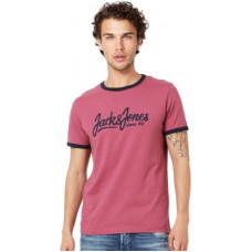 Deals, Discounts & Offers on  - JACK & JONESPrinted Men Round Neck Pink T-Shirt
