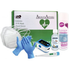 Deals, Discounts & Offers on Electronics - ArogyaAsthra - covid19 isolation kit, with pulse oximeter, N95 Mask, thermometer, sanitizer, gloves, and disinfectant spray. 14 day monitoring chart Home quarantine kit. Health Care Appliance Combo