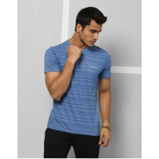 Deals, Discounts & Offers on  - [Size L] METRONAUTAthleisure Striped Men Round Neck Blue T-Shirt