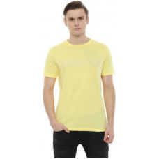 Deals, Discounts & Offers on  - [Size S, M, L, XXL] allen sollyPrinted Men Round Neck Yellow T-Shirt