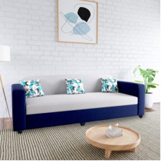 Deals, Discounts & Offers on Furniture - Flipkart Perfect Homes Emma Fabric 3 Seater Sofa(Finish Color - Blue and Grey)