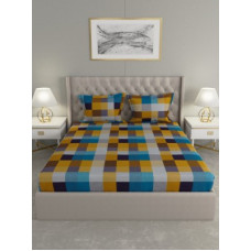 Deals, Discounts & Offers on  - Raymond Home 104 TC Cotton Double Geometric Bedsheet(Pack of 1, Yellow)