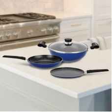 Deals, Discounts & Offers on Cookware - Renberg Blue Orchid Cookware Set(Aluminium, 4 - Piece)