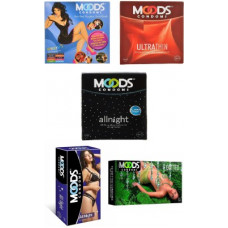 Deals, Discounts & Offers on Sexual Welness - 18+ MOODS ultrathin, all night, honeymoon package, dotted Condom(Set of 5, 76S)