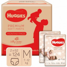 Deals, Discounts & Offers on Baby Care - Huggies Premium Soft Pants diapers Monthly Box M(124 Pieces)