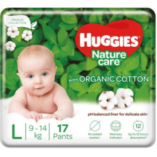 Deals, Discounts & Offers on Baby Care - Huggies Nature care pant Diaper - L(17 Pieces)