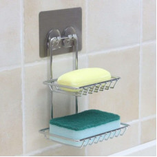 Deals, Discounts & Offers on  - DIVINZ Wall Mount Self-Adhesive Stainless Steel Waterproof Kitchen Bathroom Double-Layer Soap Dish Holder(Silver)
