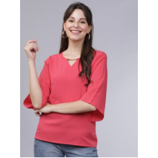 Deals, Discounts & Offers on Laptops - [Size S, M] Tokyo TalkiesCasual 3/4 Sleeve Solid Women Pink Top