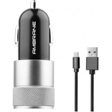 Deals, Discounts & Offers on  - Ambrane 2.4 Amp Turbo Car Charger(Silver, Black, With USB Cable)