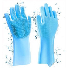 Deals, Discounts & Offers on  - Glun Kitchen Silicon Gloves with Wash Scrubber Heat Resistant Washing Cleaning Gardening Free Size