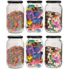 Deals, Discounts & Offers on Kitchen Containers - Sitaram Creation glass jar 1000ml / 1 kg glass jar set / 1 kg container set / glass jar 1 litre / 1 liter glass jar / 1 kg Jar/ glass jar 1000 gram / Storage/Container - 1000 ml Glass Utility Container (Pack of 6, black lid) - 1000 ml Glass Grocery Contai