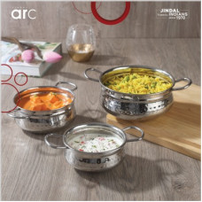 Deals, Discounts & Offers on Cookware - Jindal ARC Home Chef HANDI SET OF 3 Handi 1 L(Stainless Steel, Induction Bottom)
