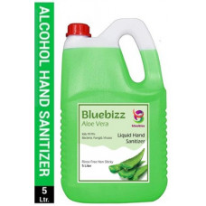 Deals, Discounts & Offers on  - bluebizz Aloe Vera Liquid Anti-Bacterial 69% Alcohol Based (Kills 99.99% Germs & Flu Viruses) Hand Sanitizer Can(5000 ml)