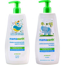 Deals, Discounts & Offers on Baby Care - MamaEarth Deeply Nourishing Body Wash For Babies 400ml + Gentle Cleansing Shampoo 400ml(White)