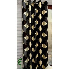 Deals, Discounts & Offers on  - La Roze Home Furnishings 152.4 cm (5 ft) Polyester Window Curtain Single Curtain(Printed, Black)
