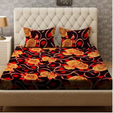 Deals, Discounts & Offers on  - Bombay Dyeing 136 TC Polyester Double Floral Bedsheet(Pack of 1, Black, Yellow, Red)