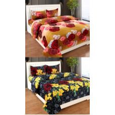 Deals, Discounts & Offers on  - Decorum 160 TC Polycotton Double Floral Bedsheet(Pack of 2, Multicolor)