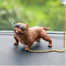 Deals, Discounts & Offers on  - revcart CAR DASHBOARD BULL DOG PITBULL BULLY SMOKING DOG WITH CHAIN. Decorative Showpiece - 14 cm(Polyresin, Brown)