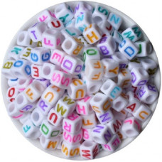 Deals, Discounts & Offers on Toys & Games - BBS DEAL 450 Pieces 6mm DIY White Colorful Acrylic Alphabet Letter Cube Beads For jewelry making, Bracelets, Necklaces,Children's Educational Toys, Key Chains and Kids Jewelry