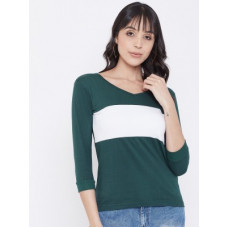 Deals, Discounts & Offers on  - Heaven streetColor Block Women V Neck Multicolor T-Shirt