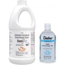 Deals, Discounts & Offers on  - Dabur Pro Sanitize Alcohol Based(liquid) 1l And Beta 300 Ml Gel Hand Sanitizer Can(2 x 650 ml)
