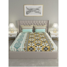 Deals, Discounts & Offers on  - Raymond Home 144 TC Cotton Double Motifs Bedsheet(Pack of 1, Brown)