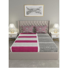 Deals, Discounts & Offers on  - Raymond Home 144 TC Cotton Double Motifs Bedsheet(Pack of 1, Pink)